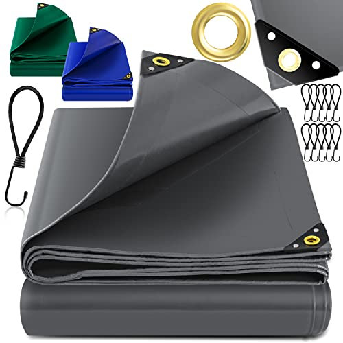 KESSER® Bâche de Couverture Premium avec Oeillets - 300x200 cm, 650 g/m² PVC Imperméable & Indéchirable + 10 Crochets - Bâche de Haute Qualité pour Camion, Piscine, Meubles de Jardin en Bois - Gris