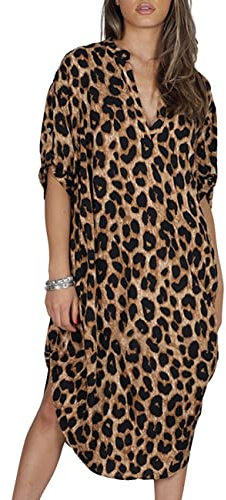 Bsubseach Leopard Kaftan Kleider für Frauen Plus Größe Badeanzug Cover Ups Casual Kaftan Kleid