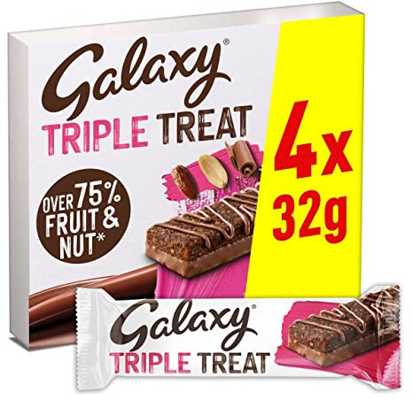 Galaxy Triple Treat Fruit Nut & Chocolate Snack Bar 4X32g Pack of 2