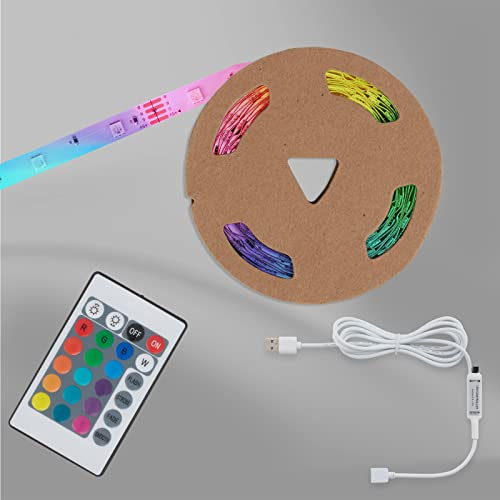 BRILONER - Tira de LED RGB 5M Acortable, Banda de Luz Con Cambio de Color, Control Remoto, Cadena de Luz Para Decoración