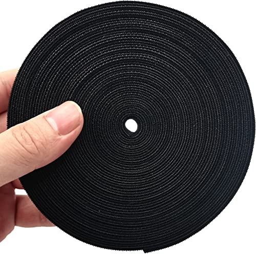 10 m Bridas Reutilizables para Cables, 20 mm Ancho, Cortable, Negro Nylon con Gancho y Bucle, Bridas Cables para Jardín, Oficina, Hogar, Organizador Cables etc.