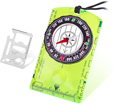 Brújula con Herramienta de Bolsillo Multifuncional,Brujula Militares de Navegacion Senderismo Brújula Boy Scout paraCamping, Senderismo y Otras Actividades al Aire Libre