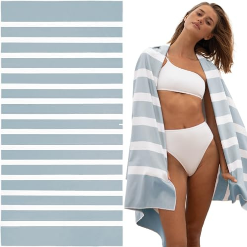 SummerSand Telo Mare in Microfibra Grande 200x100 cm - Asciugamano Mare Antisabbia e ad Asciugatura Rapida - Telo da Spiaggia XL Compatto, Perfetto per la Piscina – Cloudy Blue
