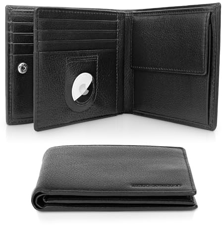 HIDES REPUBL1C® AirTag Wallet mit Münzfach und RFID-Schutz | AirTag Geldbeutel | Portmonee Herren | Leder Geldbeutel Herren | Leder Geldbörse Herren
