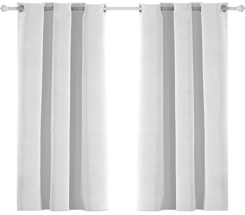 Ystyle Rideau Velours Thermiques 2 Pièce, Rideau Occultant 100%, 117×137 Rideau Thermique Isolant Anti Froid Et Chaleurs, Rideau Phonique Anti Bruit, Rideaux Moderne Chambre Salon, Beige Blanc