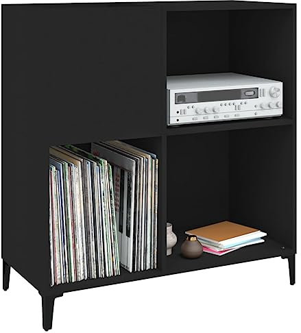 Homgoday Armadio a dischi, 84,5 x 38 x 89 cm, in legno di ingegneria, mobile di stoccaggio, scaffale CD e DVD, armadio laterale vetrina per soggiorno, camera da letto, ufficio