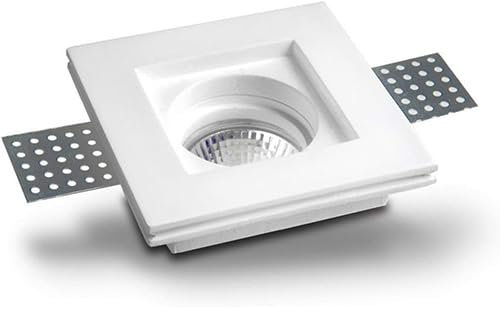 AERREGI PORTAFARETTI IN GESSO SET DA 10 PEZZI | PORTAFARETTI QUADRATI 10x10 cm ADATTO PER LAMPADE GU10 E MR 16 | COMPLETO DI FERMA FARETTO IN ACCIAIO | PORTAFARETTI QUADRATI AD INCASSO PER SOFFITTI