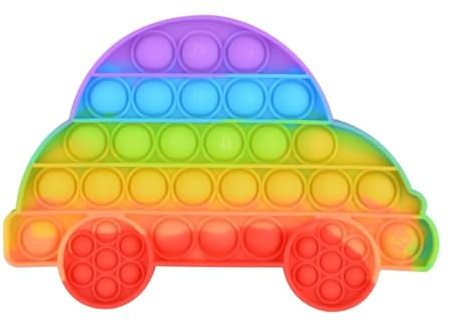 Ranzah Pop Fidget Toy Car Push Pop Bubble Sensory Kids And Adults Travel Poppet Toy Squishy Toy For Gifts & Parties ADHD Stress & Anxiety Relief Toy Squeeze Multicolour Toddler Toy (Car)