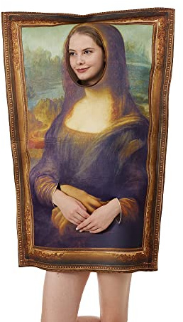 EraSpooky Disfraz de Mona Lisa de cuadros famosos, disfraz divertido para adultos, hombres y mujeres