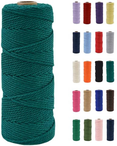 POPOYU Cordón de macramé de 2 mm, cuerda de macramé de algodón natural de 100 m, cuerda de algodón de macramé verde oscuro, cuerda de cuerda para manualidades sin productos químicos para manualidades,