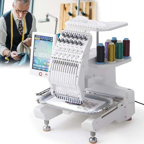 Kommersiell Broderimaskin, 12 Nålar Datoriserad Broderimaskin Med Ett Huvud Med Lcd-Skärm, Datoriserad Symaskin För Hemmabruk, 20 * 30 Cm Broderistorlek