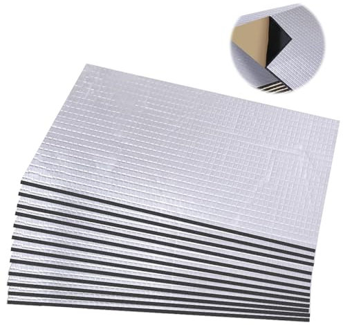 YushengTai Lot de 12 tapis d'isolation phonique pour voiture, 40 x 25 cm, tapis d'isolation phonique, 5 mm, tapis d'isolation acoustique, autocollant, utilisé pour l'isolation acoustique, l'isolation,