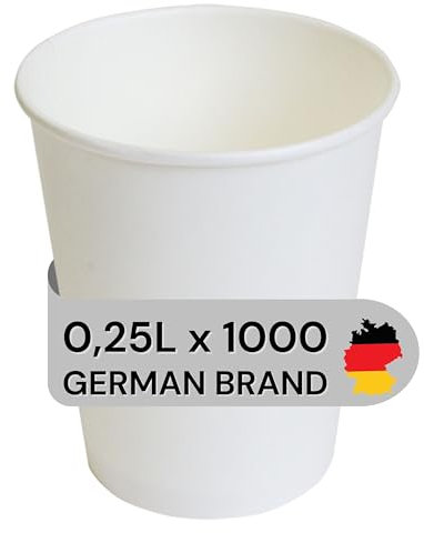 1000 gobelets à café blancs 200 ml – Gobelets en papier couché résistant à la chaleur | Gobelets pour boissons chaudes et froides | Convient aux aliments et à emporter