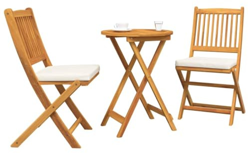 vidaXL Ensemble Bistro de Jardin 3 pc Marron Bois d'Acacia Massif