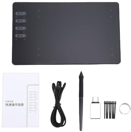 Topiky Tablette de Dessin Graphique, Bloc d'art Numérique avec 16384 Niveaux de Pression, 8 Touches de Raccourci, Stylet Passif, Adaptateur OTG pour Carnet de Croquis, Illustrator, pour Win,
