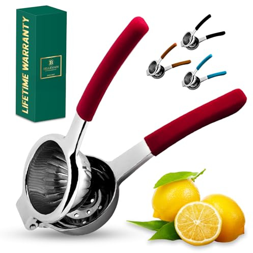 Bellemain Citrus Juicer | Metal Lemon Squeezer | Lime and Lemon Juicer Stainless Steel with Silicone Handles | Manual Juicer, Citrus Squeezer, Hand Held Juicer | Bar Juicer for Bartender Accessories