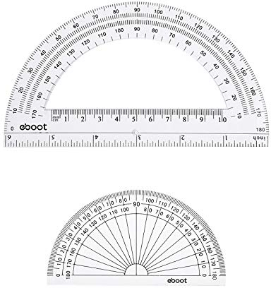 eBoot Transportador de ángulos de plástico de 180 grados, 4 pulgadas y 6 pulgadas, claro, 2 unidades