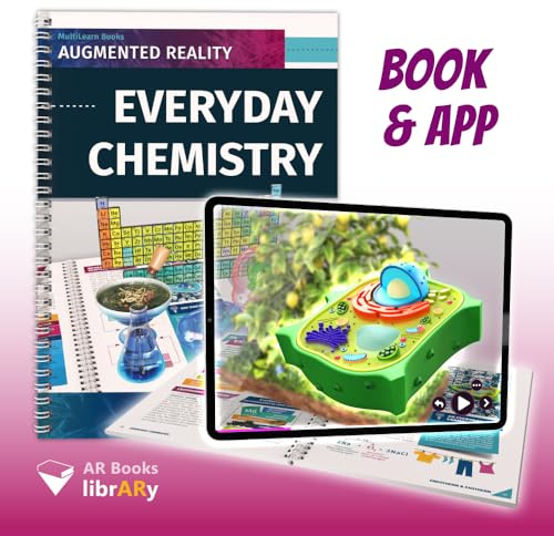 Book with magical augmented reality on Everyday Chemistry, 40 topics with 3D holograms & free app, Innovative gift for ages 12+, Interactive learning support, Make learning simple & fun!