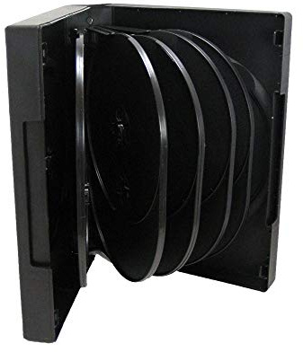 Maxtek Black 12 Disc DVD Cases with 5 Flip Trays and Outter Clear Sleeve, 10 Pack