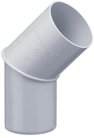 INEFA Regenrohrbogen 45 Grad für Fallrohr, PVC DN125 / 125mm Grau Verbindungsstück Dachrinnenzubehör, einfache Steckmontage, Made in Germany