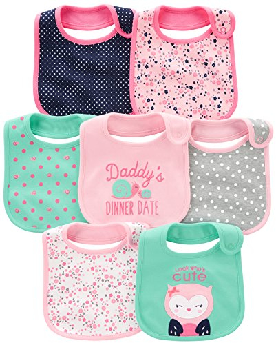Simple Joys by Carter's Baby-Mädchen 7-Pack Teething Bibs, Rosa/Minzgrün, Einheitsgröße (7er Pack)