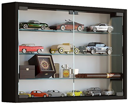 VCM Glasvitrine hängend, Vitrine Glas mit ESG-Sicherheitsglas, Maße ca H. 40 x B. 60 x T. 10 cm, Hängevitrine Glas, Modern und platzsparend, Glas Vitrinenschrank - Mandosa M