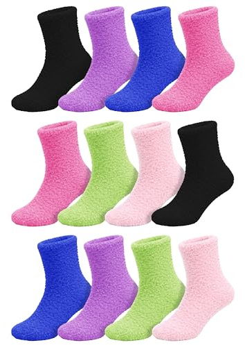 Womens Fuzzy Socks, 12 Pairs Cozy Winter Warm Plush Soft Fluffy Microfiber Comfort Sock Bulk Pack
