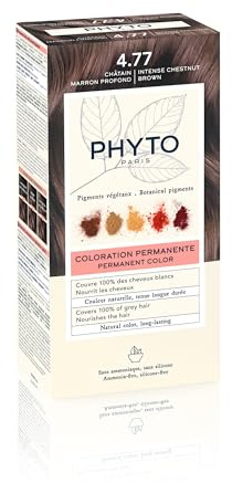 PHYTO Phytocolor Permanent Hair Color, 4.77 Intense Chestnut Brown, with Botanical Pigments, 100% Grey Hair Coverage, Ammonia-free, PPD-free, Resorcin-free, 0.42 oz.