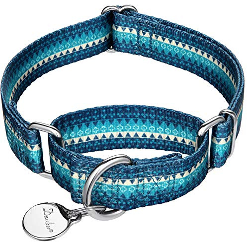 Dazzber Martingale Hundhalsband - Mjukt justerbart hundhalsband, robust D-ring, Choke-halsband för stora medelstora små hundar