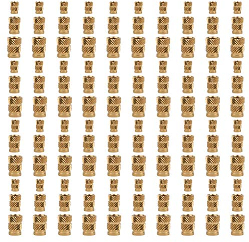 FOROREH 150er Gewindeeinsatz Einpressmutter M3 M4 M5, Innengewinde Rändelmuttern Einsatzmuttern, Messing Gewindebuchsen Gewinde-Einsatz Muttern Messing Einbettung Rändelgewindeeinsatz