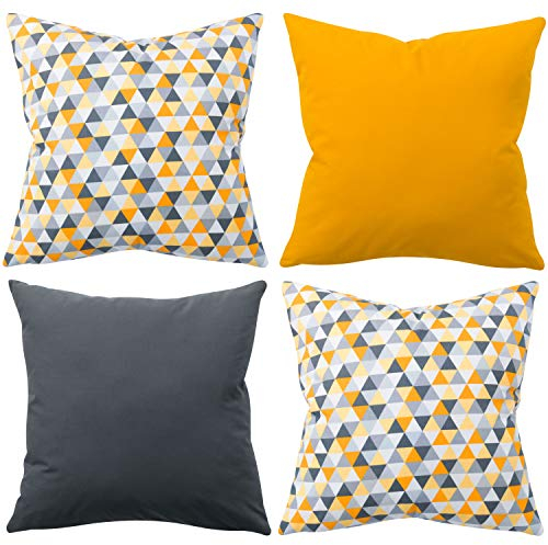 Amilian 4er Set Dekokissen 50x50 Dekokissen mit Füllung und Bezug Kissen mit Bezug Dekoratives Kissen Balkon Dekoration Couch Kissen Sofa Kissen Wohnzimmer Kissen Deko 20x20 inch