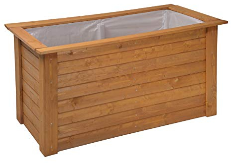 GASPO Jardinière surélevée Gmünd en bois massif imprégné de miel 146 x 74 x 74 cm Facile à assembler