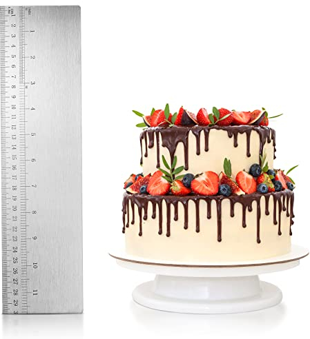 12 Inch Metal Cake Scraper, Large Cake Scraper with Scale, Smoother and Smoother Cake Edges, Cake Decorating Tool for Baking Measuring Cake Mousse Cream Accessories