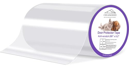CHUANGSEED Door Protector from Dog Scratching,21cm x 5meter Clear Door Scratch Protector, Heavy Duty Door Guard Cover for Dog and Cat Clawing, Flexible Door Scratch Shield
