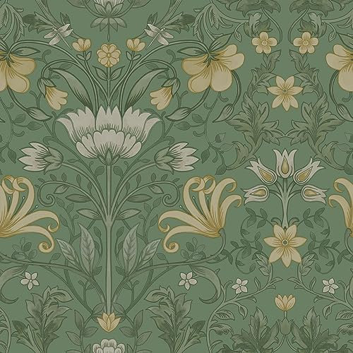 Holden Decor Vintage Floral Green Wallpaper 13550 - Botanical Flower Leaf Garden