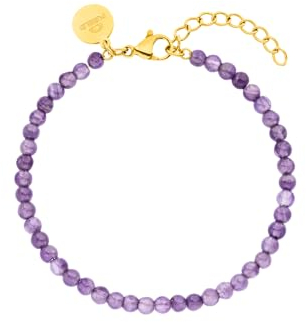 Purelei® Amethyst Armband (18K Gold) – Elegantes, verspieltes Damen Armband – Edelstahl – Verstellbare Länge 16-19 cm – Hawaiianisch inspiriert & wasserfest