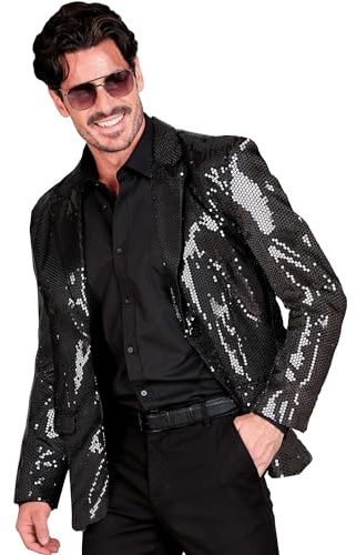W WIDMANN MILANO Party Fashion - Giacca da Uomo con Paillettes, Blazer Disco Anni '70, Giacca da Completo per Festival e Carnevale