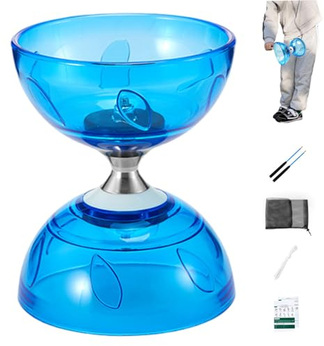 Diabolo Yoyo, Diabolo Chinese Yoyo Set Portable Blue Large Triple Bearing with Play for Adults, Kids, Elderly