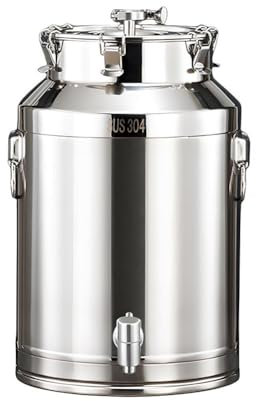 JSDQQG Bidón De Acero Inoxidable para Transporte De Leche con Grifo,Tambor De Acero Inoxidable Sellado para Leche Aceite Vino,Caldera De Fermentación para Cerveza,30 * 44CM/28L