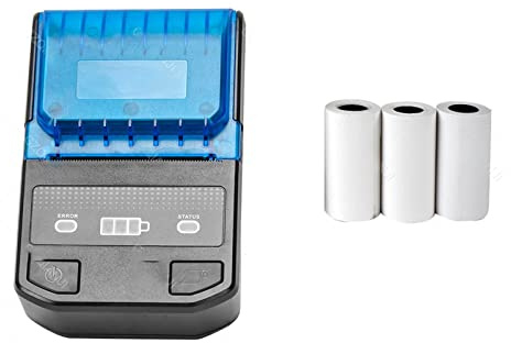 fotoprinter， 58 mm skrivare med etikettkvitto, två i ett, mini-bärbar Bluetooth-pappersräkningsutskrift(Add 3Rolls Paper)