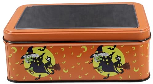 FUNOMOCYA Cajas de Dulces de Halloween Pequeñas de Hoja de Estaño con Cierre Seguro, Recipientes Decorativos para Almacenar Golosinas, Galletas y Regalos en Fiestas Temáticas