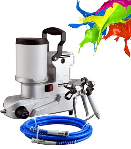 Pulverizador de pintura eléctrico de alta eficiencia, 1600 W, diseño sin aire, ideal para látex y pintura a base de agua, uso en interiores y exteriores, manguera incluida