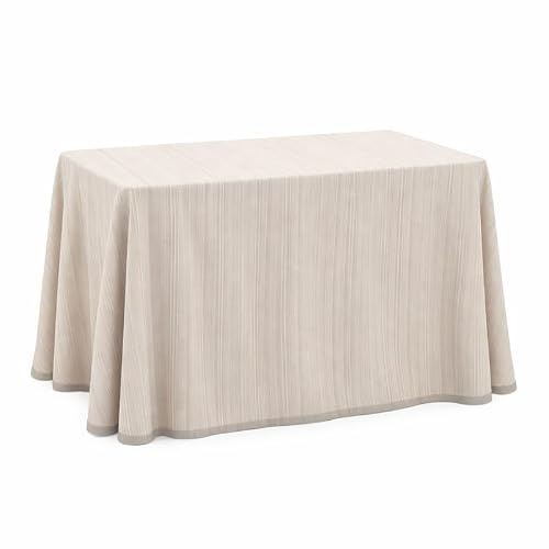 ECOMMERC3 | Falda Mesa Camilla para Mesa Rectangular 60 x 110 cm y 75 de Altura | Enaguas Mesa Camilla cálida y Suave al Tacto | Mantel Camilla Javea Crudo | Ropa Mesa Camilla Fabricada en España