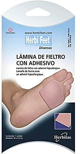Herbi Feet - Lámina de Fieltro con Adhesivo Hipoalergénico - Parche para Herida 1 UD - 9,5 x 50 CM