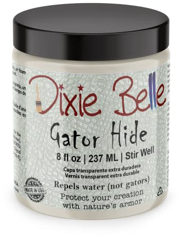 Dixie Belle Gator Hide Polyacrylic Topcoat (8oz) - Durable, Non-Yellowing Protective Finish for Furniture, Cabinets & DIY Projects - UV Ray & Water-Resistant Clear Coat Paint