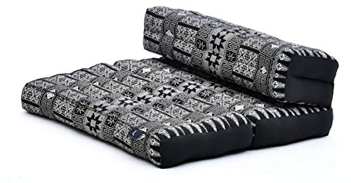 Leewadee faltbarer Meditationssitz Yoga Sitzkissen platzsparendes universelles Meditationsset ökologisches Naturprodukt, Kapok, 50 x 70 cm, Schwarz