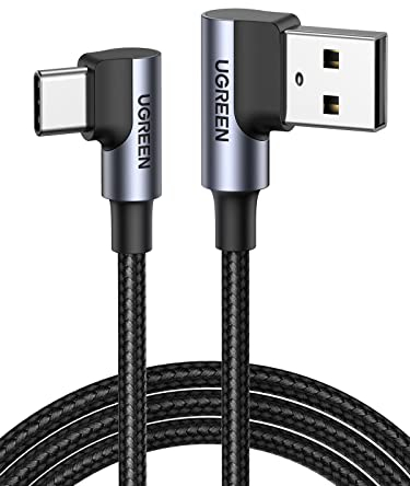UGREEN Cable USB A Tipo C, 90 Grados Carga Rápida 3A, Compatible con iPhone 17 Pro Max Air/16/15 Plus Pro Max, Galaxy S25 S24 S23 S22 A53, Pixel 9 8 7, Redmi Note 13, PS5, etc.1M
