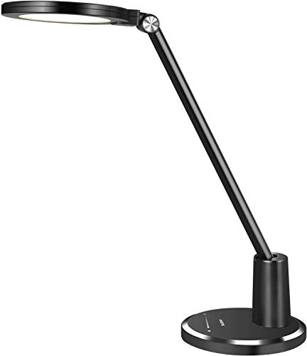 JUKSTG Lámpara de escritorio LED, Lámpara de mesa de oficina Control táctil regulable 6 Brillo 3 niveles de color Protección ocular Lámparas de mesa Lámpara de noche(negro)