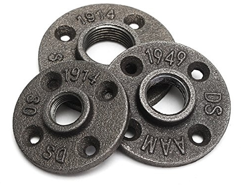 Forspero 1/2 3/4 eller 1 tum förstärkt svart fläns järnrör golvmontering sanitär gängfläns – 2,5 cm
