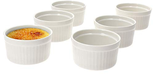 MamboCat 6er Set Muffin Förmchen Bianca weiße Auflaufform 120 ml I Creme Brulee Schälchen Set Porzellan spülmaschinenfest I Souffleeförmchen backofenfest I kleine Dessertschalen Ø 9 cm